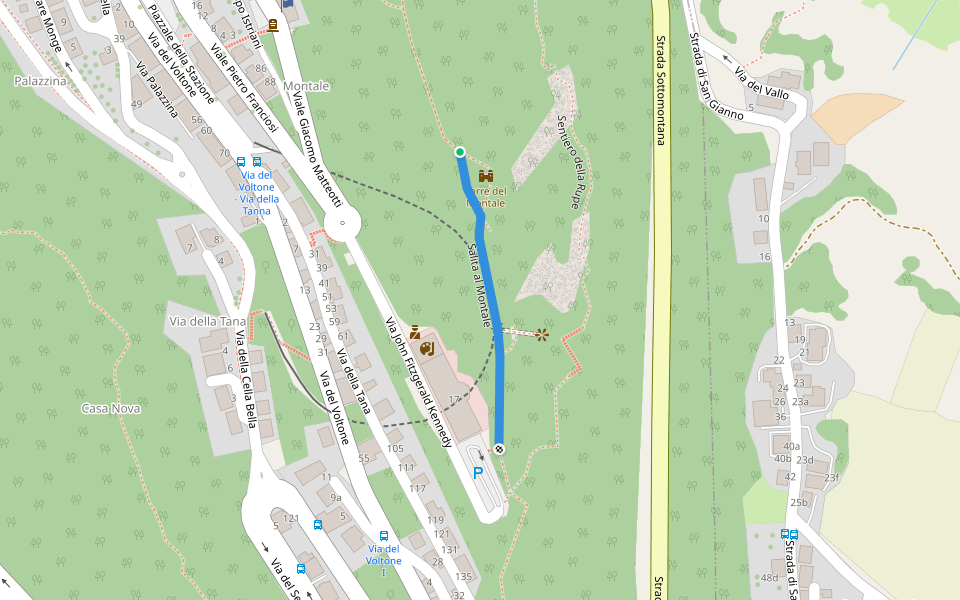 Salita al Montale walking route map in Città di San Marino