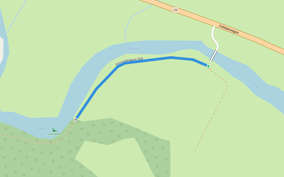 Femundsløpet 600 walking route map in Folldal