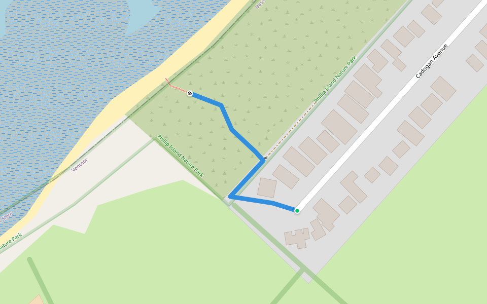 Cadogan Access Track walking route map in Ventnor