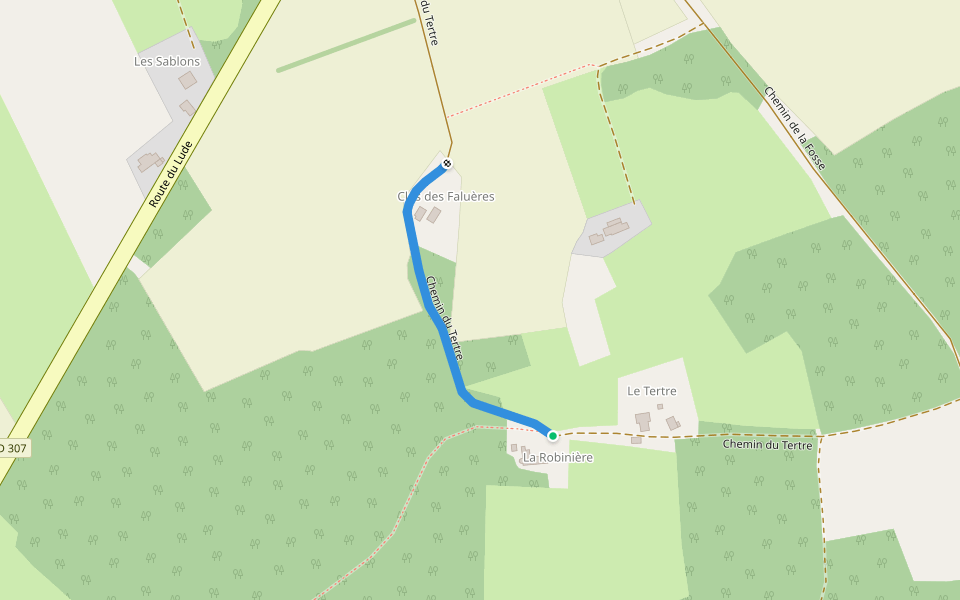 Chemin du Tertre walking route map in Pontvallain