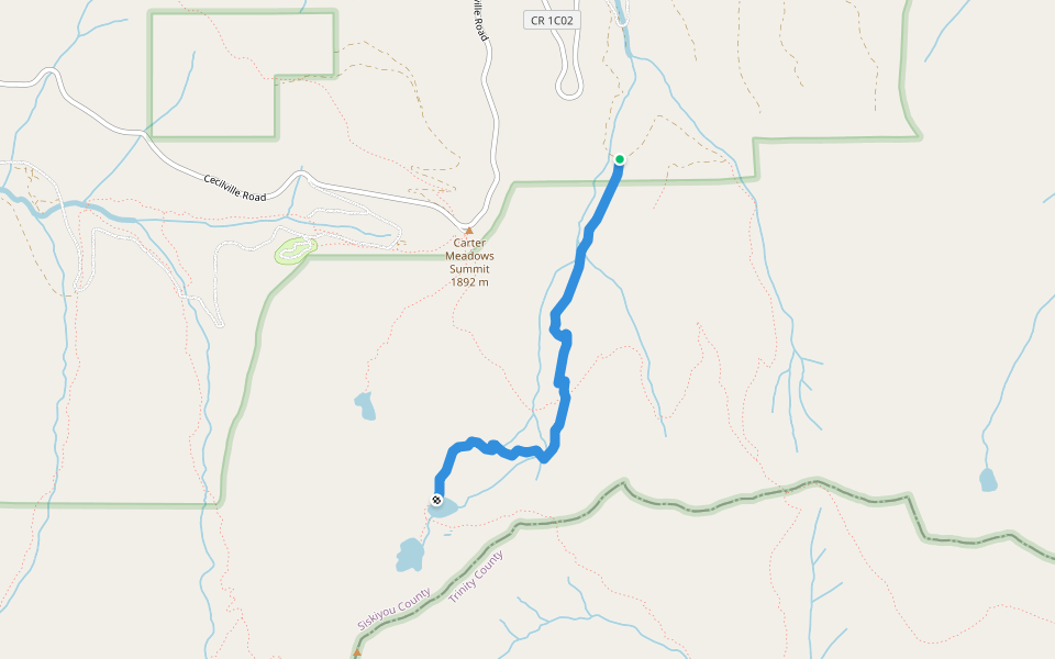 South Fork Lakes Trail (FS 5587) walking route map in Callahan