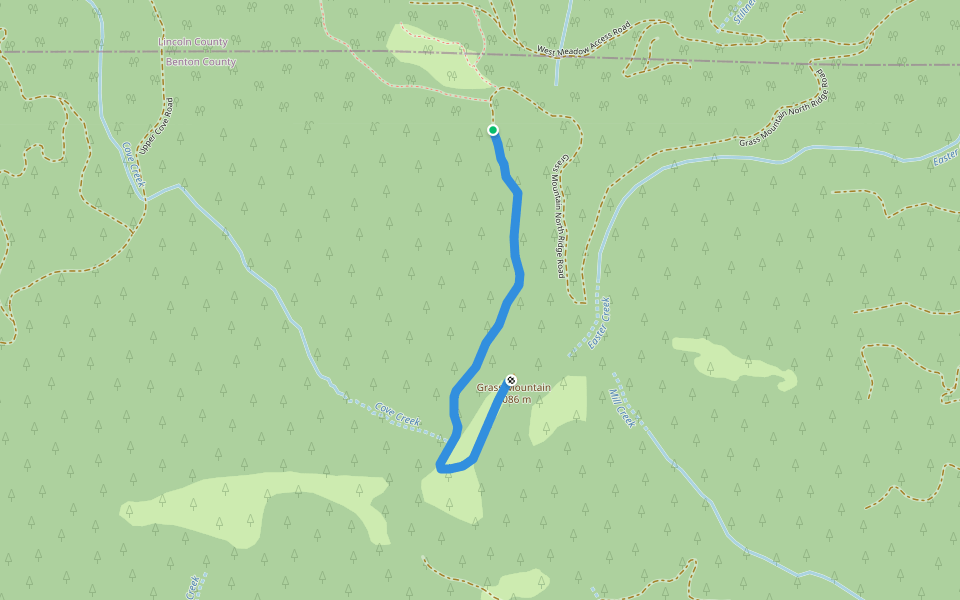 Grass Mountain Road (Decommissioned) walking route map in Alsea