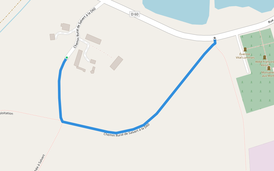 Chemin Rural de Salvert à la D60 walking route map in Douadic