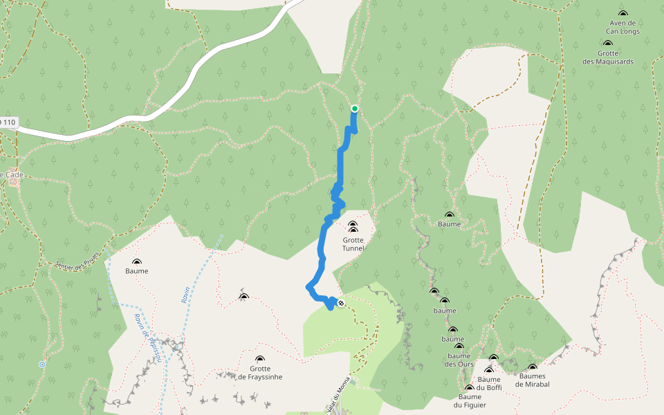 Sentier des Ânes - Le Monna walking route map in Millau