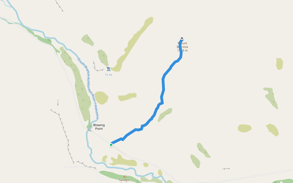 Mount Barrosa Track walking route map in Ashburton Lakes