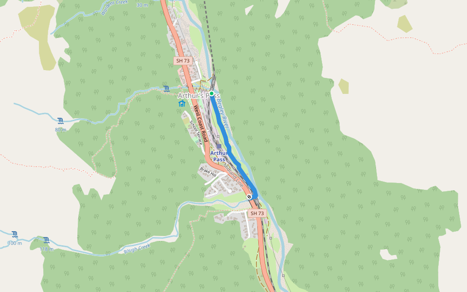 JC's Track walking route map in Arthur's Pass National Park