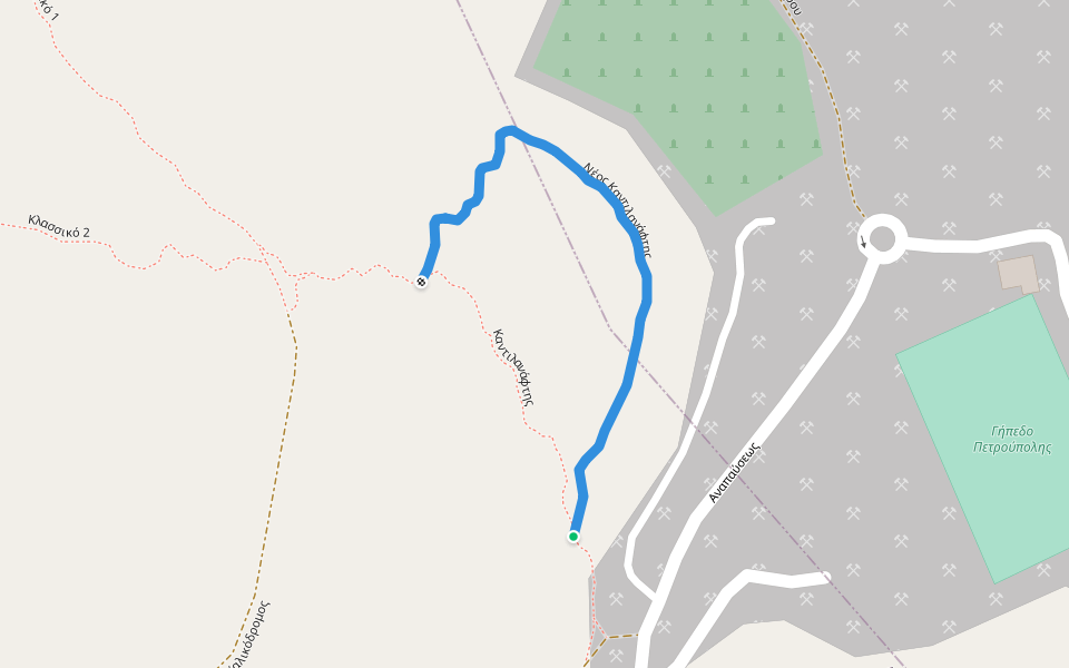 Νέος Καντιλανάφτης walking route map in Ilion