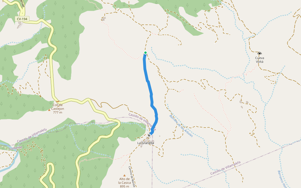 camino de Ludiente a San Juan de Peñagolosa walking route map in Ludiente