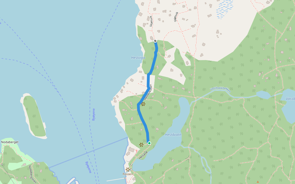 Hestevikstien walking route map in Hommersåk