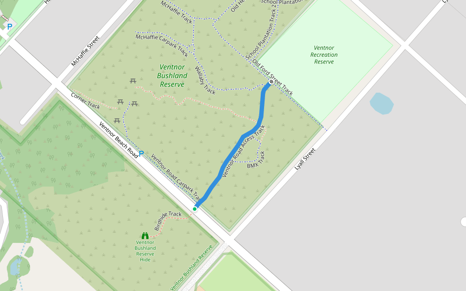 Ventnor Road Access Track walking route map in Ventnor