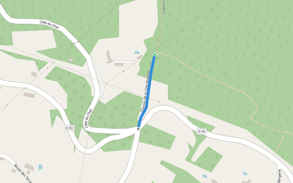 Chemin de la Côte Blanche walking route map in Allas-les-Mines