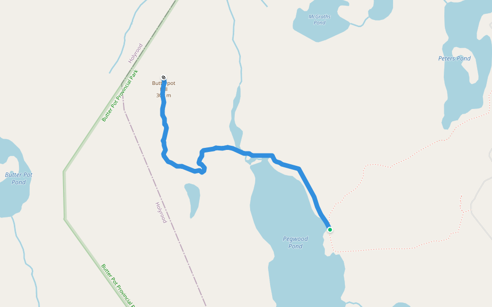 Butterpot Hill Trail walking route map in Holyrood