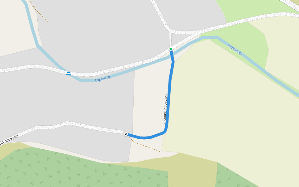 Лісовий провулок walking route map in Kapaklijeve