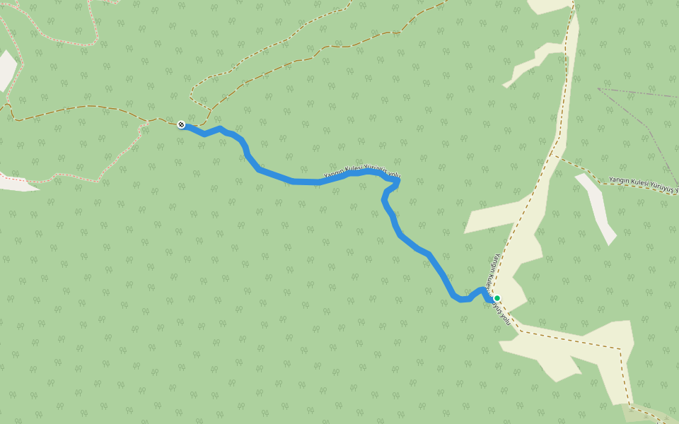 Yangın Kulesi Yürüyüş yolu walking route map in Sipahi
