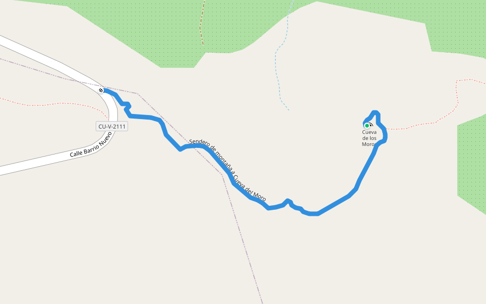 Sendero de montaña a Cueva del Moro walking route map in Huete