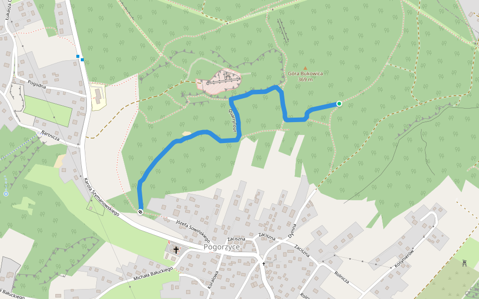 QuarryTour walking route map in Pogorzyce