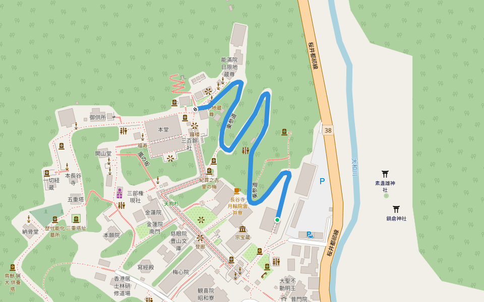 東参道 walking route map in Sakurai