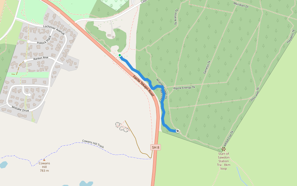 Cox's Line walking route map in Tekapo