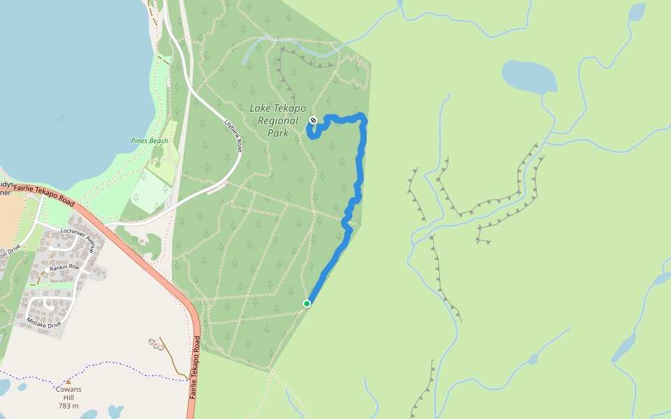 Haydens Tk walking route map in Tekapo