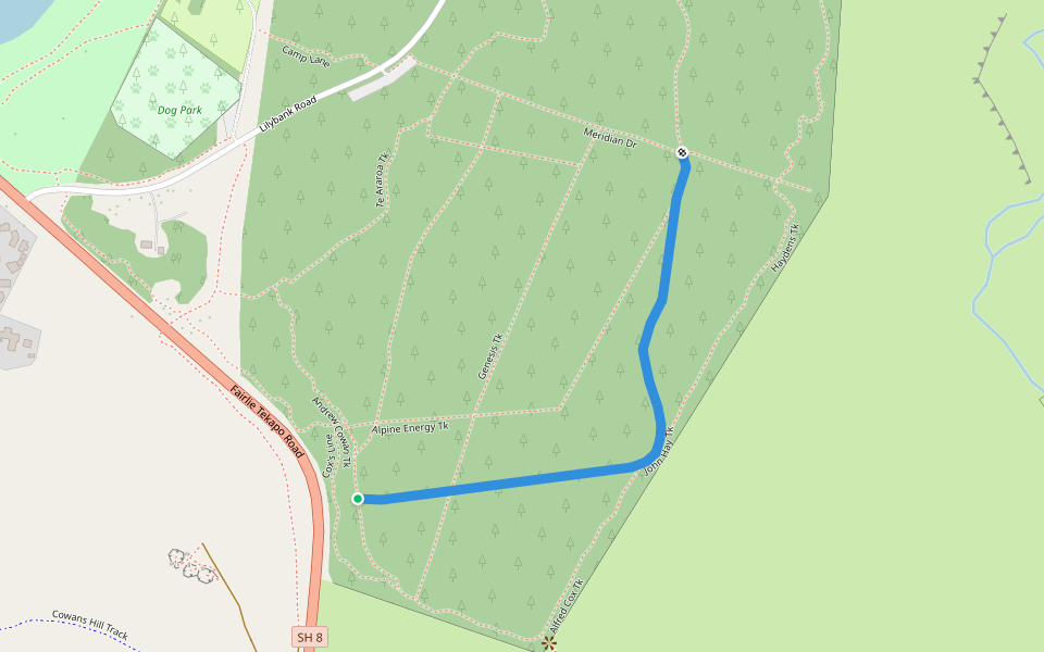 John Hay Tk walking route map in Tekapo