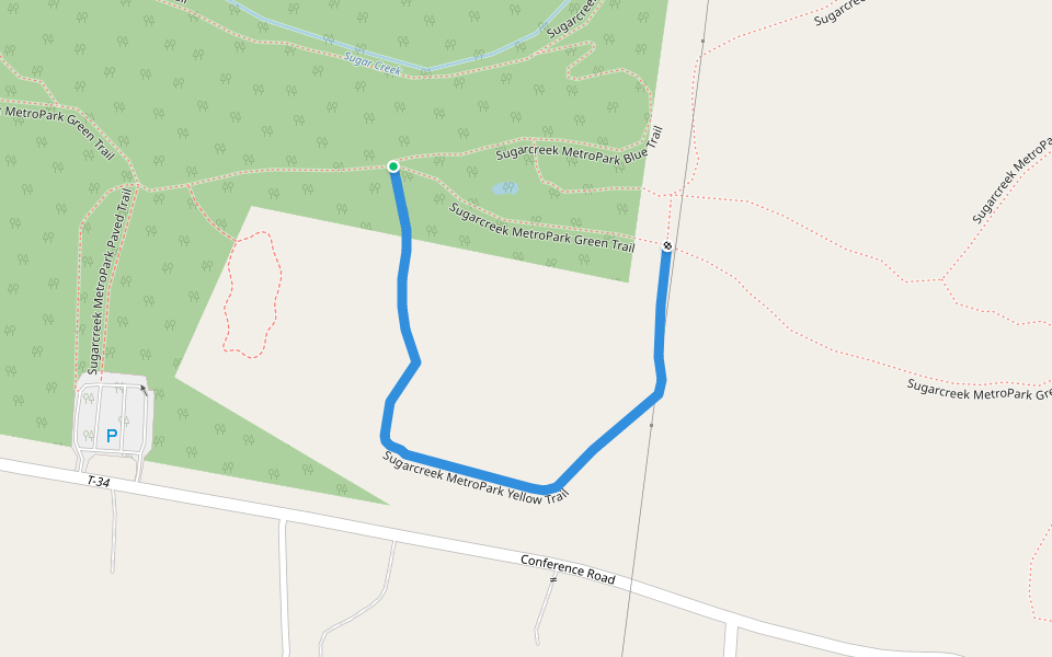 Sugarcreek MetroPark Yellow Trail walking route map in SUGARCRK Township