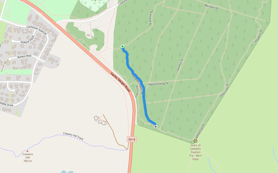Andrew Cowan Tk walking route map in Tekapo