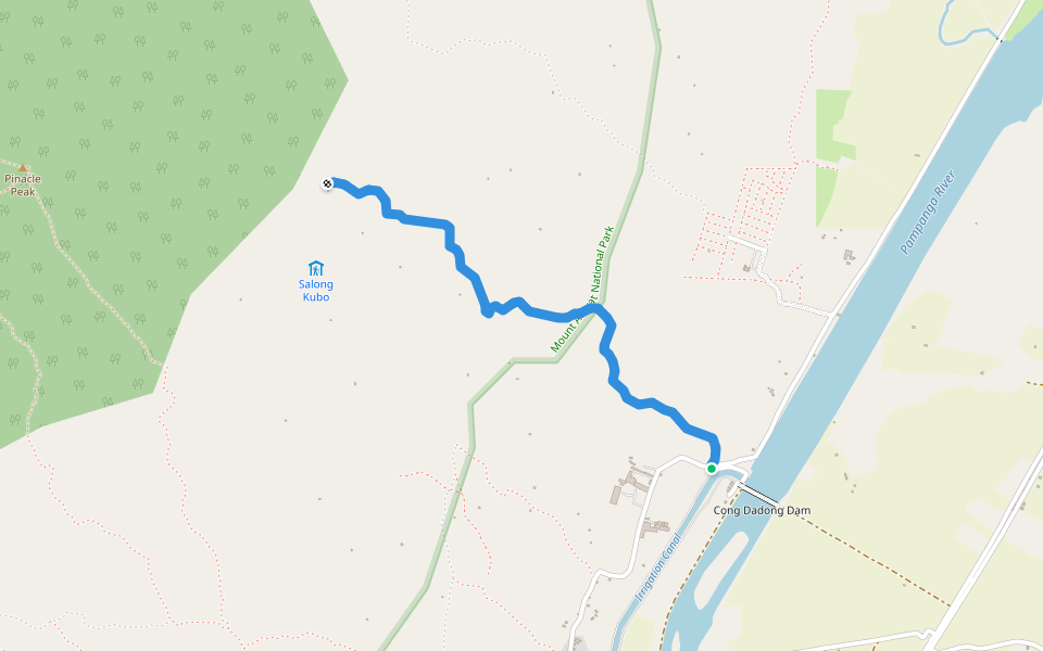 Balubad Trail walking route map in Arayat