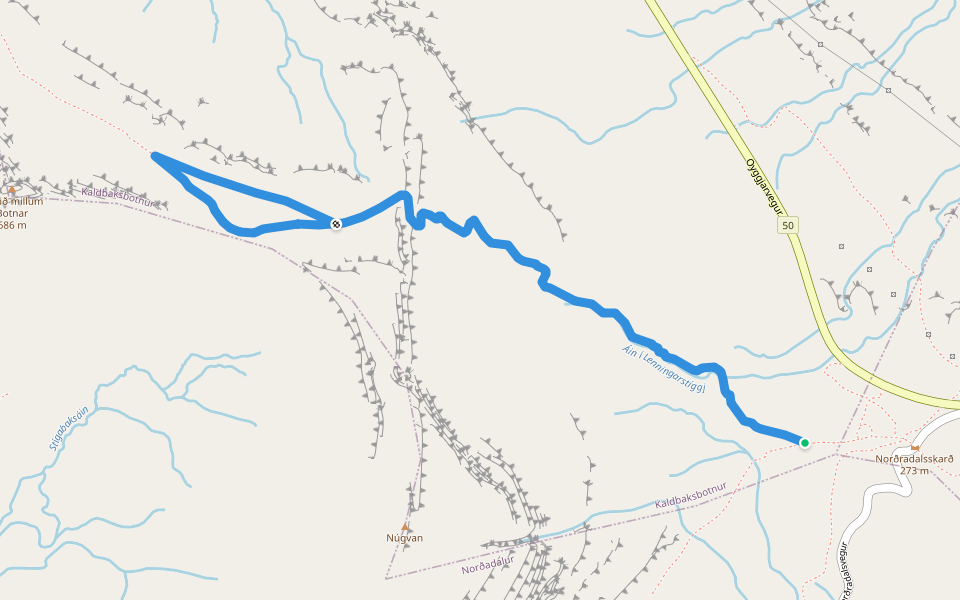 Lenningarstíggj walking route map in Haldarsvík