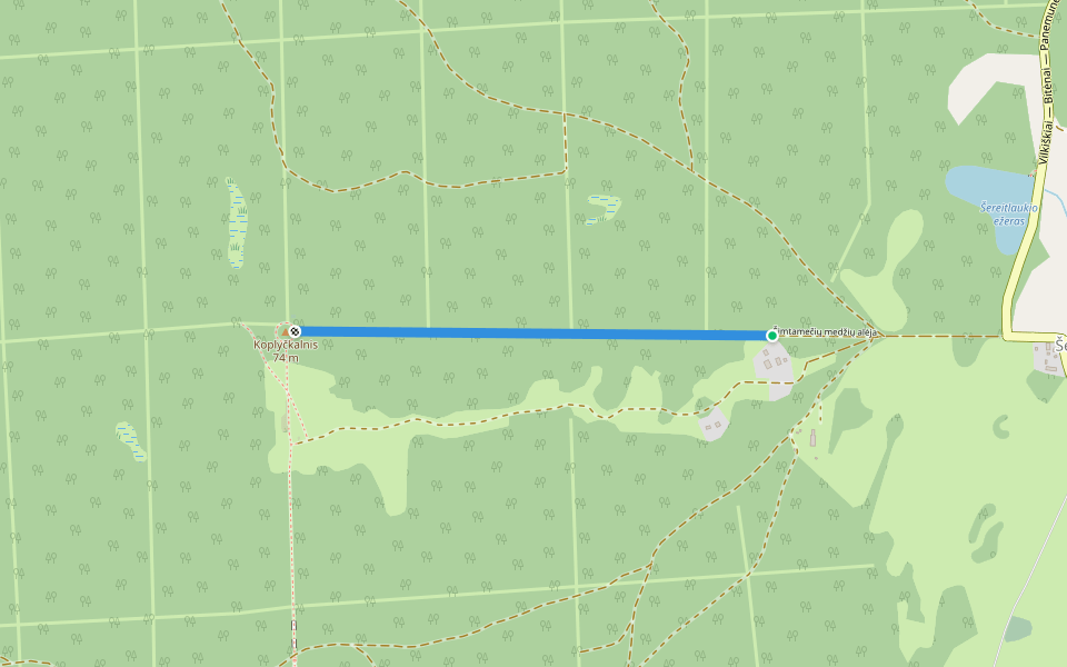 Šimtamečių medžių alėja walking route map in Šereitlaukis