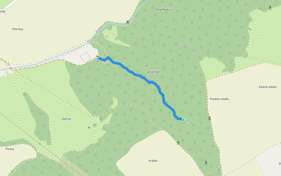Tufový kaňon walking route map in Ploské