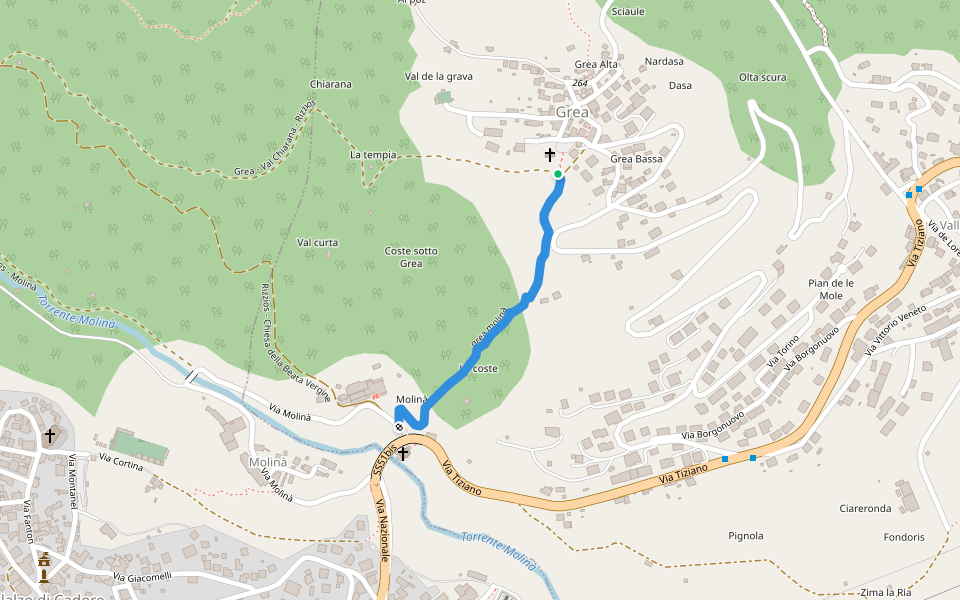 grea molinà walking route map in Domegge di Cadore