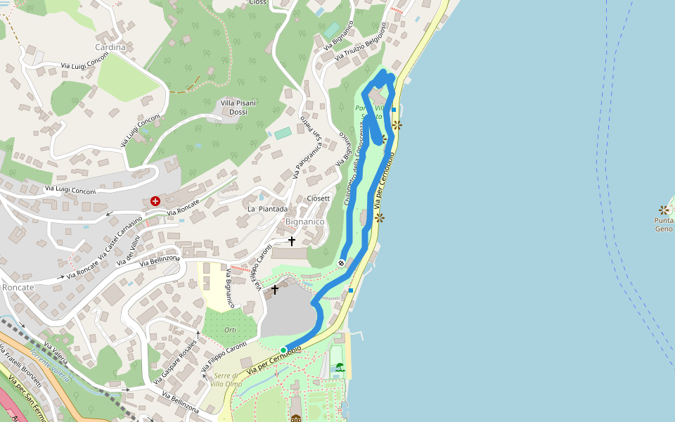 Chilometro della Conoscenza walking route map in Como