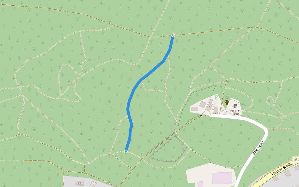 Roller Coaster walking route map in Zirndorf