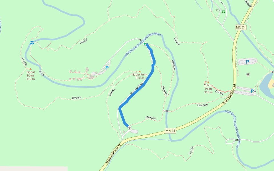 Meadow Trail walking route map in Saint Charles