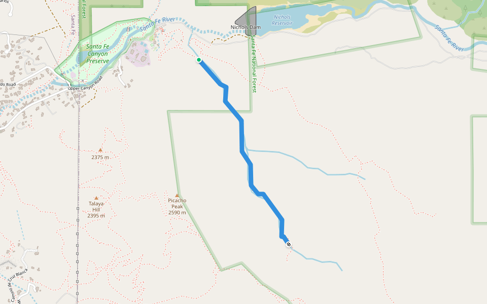 Bear Canyon Trail walking route map in Santa Fe