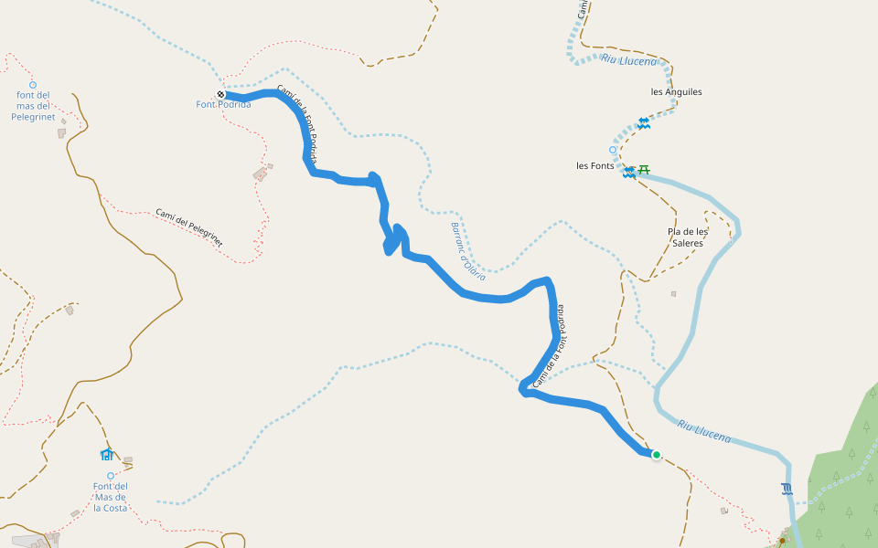 camí de la font Podrida walking route map in Lucena del Cid