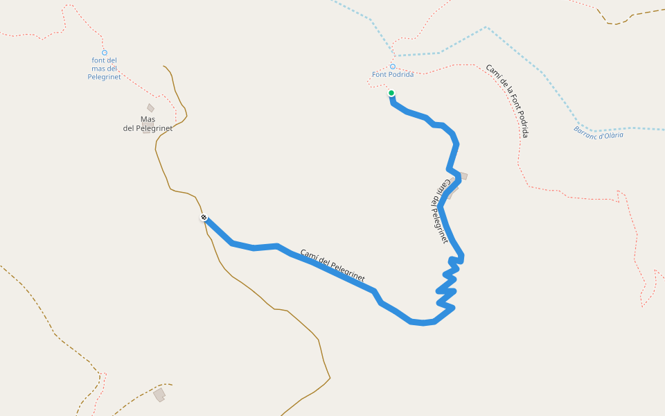 camí del Pelegrinet walking route map in Lucena del Cid