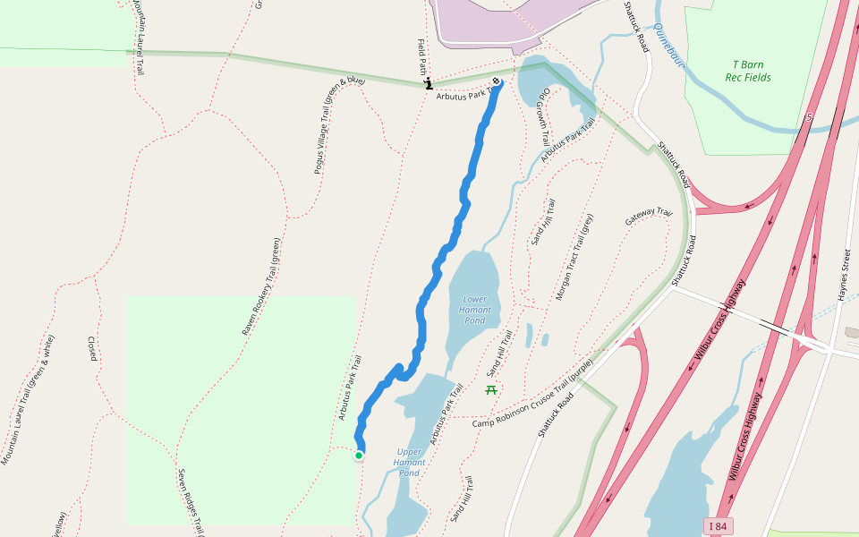 Knife Edge Trail walking route map in Sturbridge