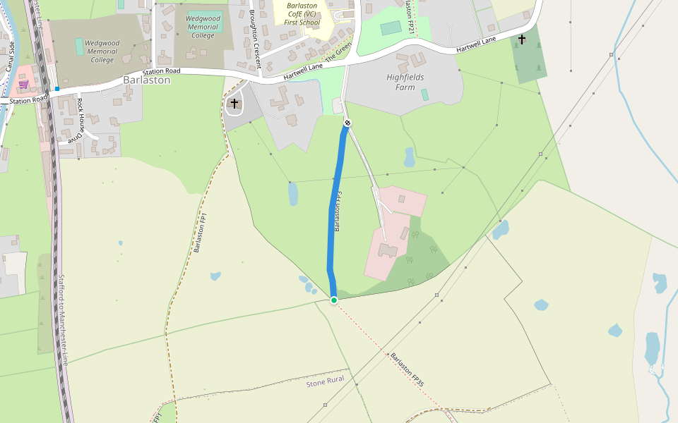 Barlaston FP3 walking route map in Barlaston