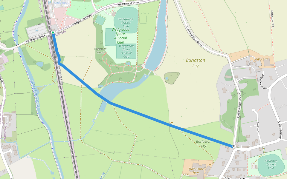 Barlaston FP9 walking route map in Barlaston