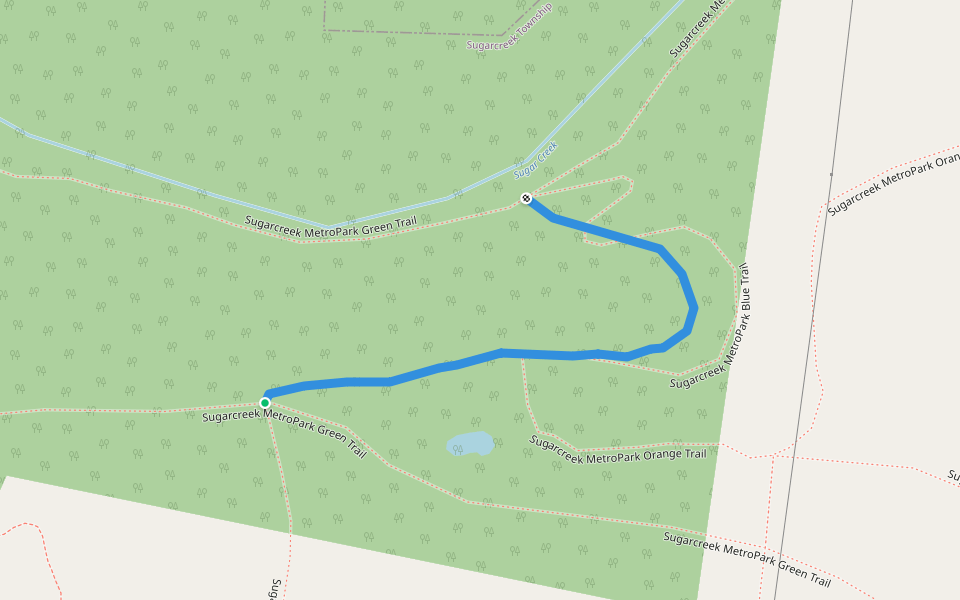 Sugarcreek MetroPark Blue Trail walking route map in SUGARCRK Township