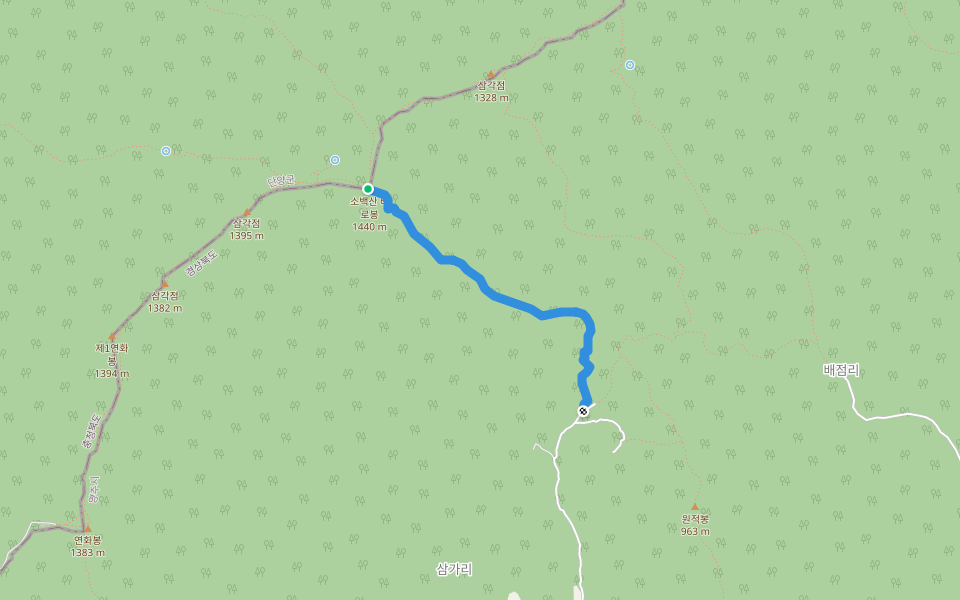 달밭골~비로봉 등산로 walking route map in Danyang-gun