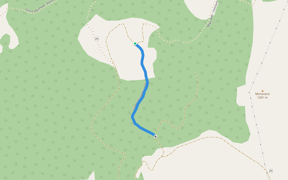 Gorno Lesichevo - Levat walking route map in Draginovo