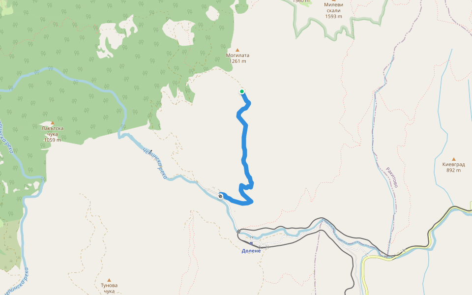 Galev Shelter - Dolene walking route map in Draginovo