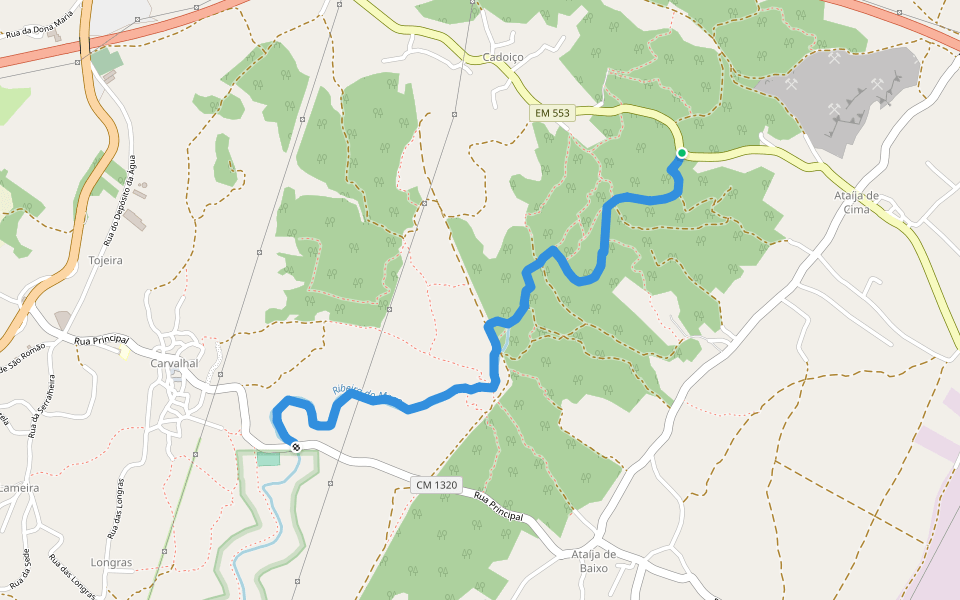 Trilho de Chiqueda 1.º Parte walking route map in Coz
