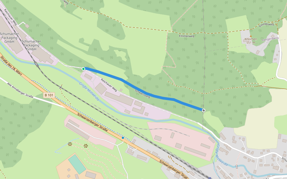 Schwarzsteig walking route map in Schwarzenberg/Erzgebirge