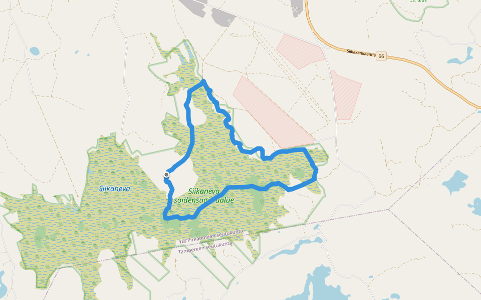 Siikanevan kierros walking route map in Myllykylä