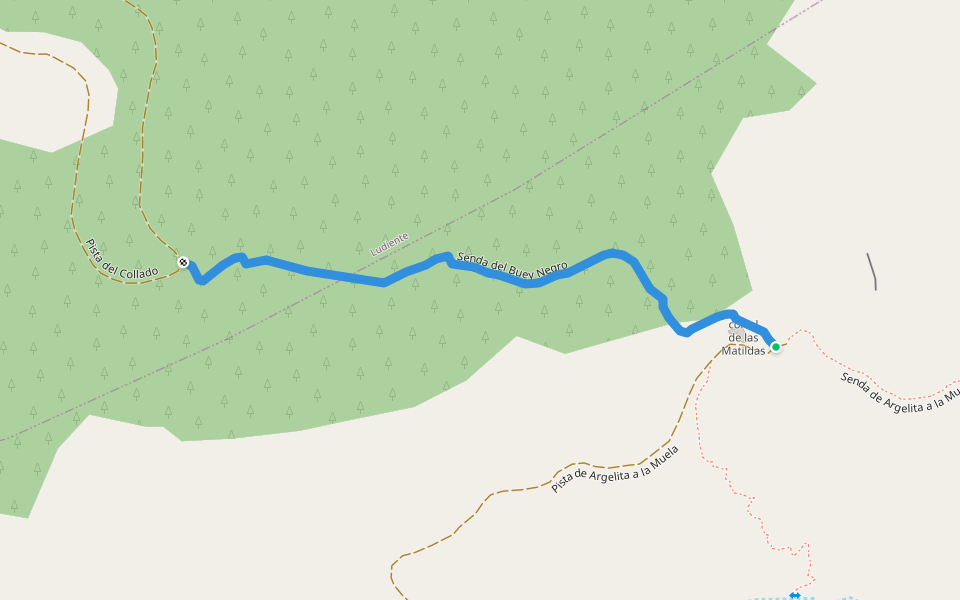 Senda del Buey Negro walking route map in Argelita