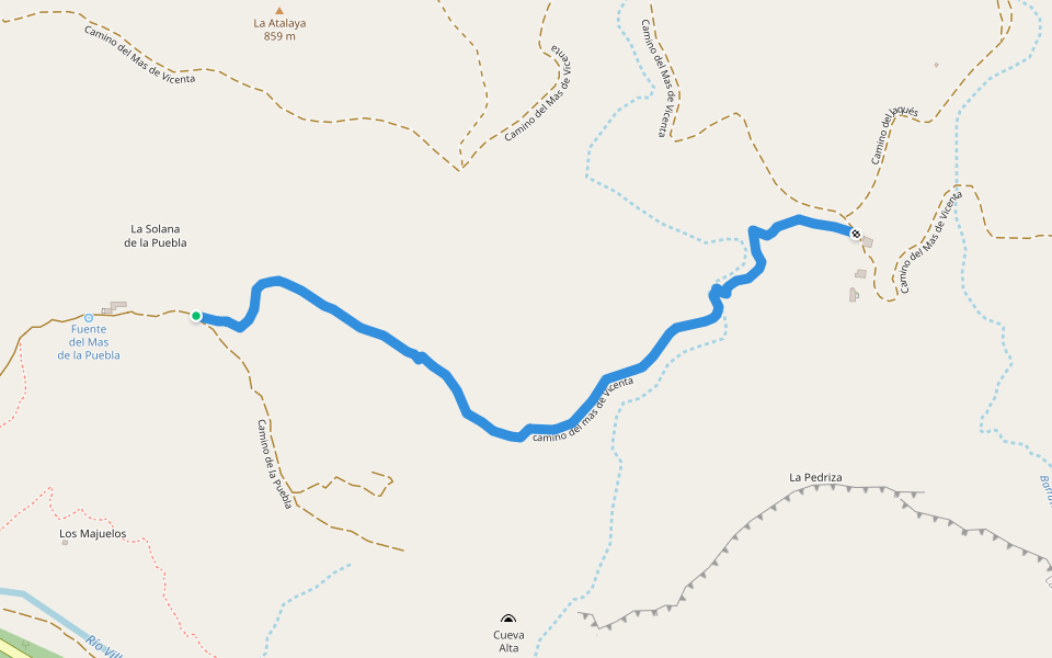 camino del mas de Vicenta walking route map in Ludiente