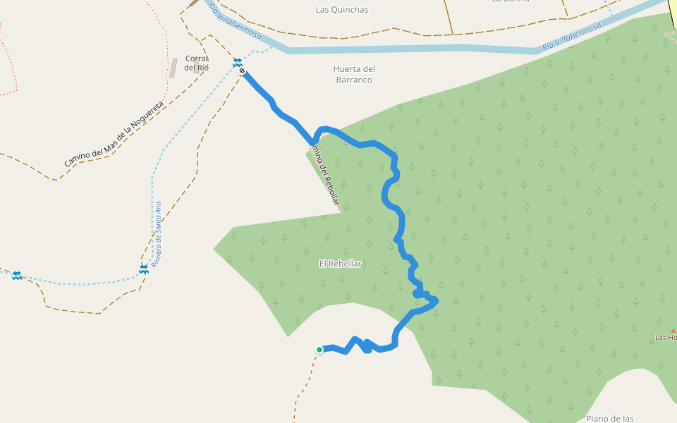 camino del Rebollar walking route map in Ludiente